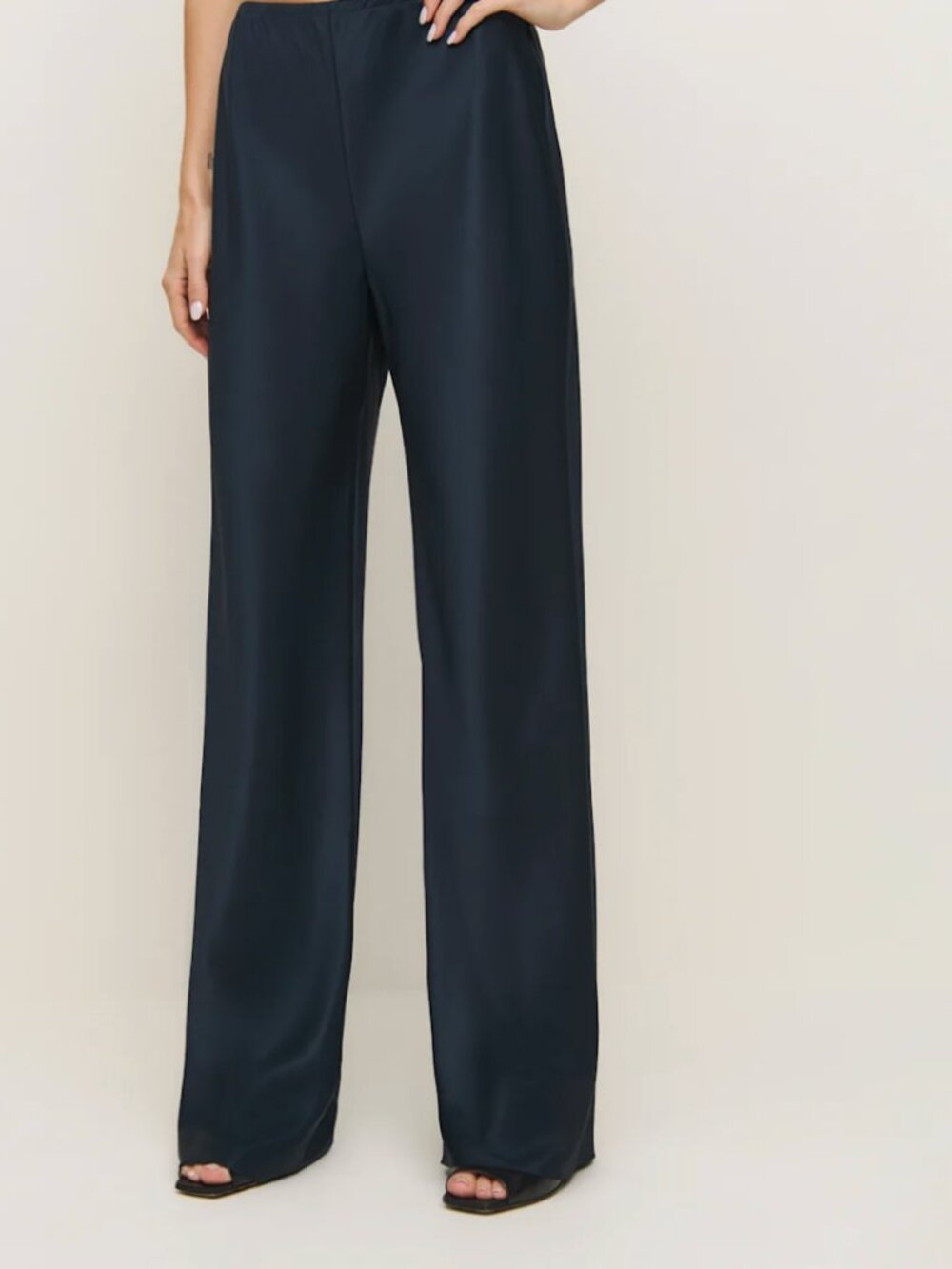 Reformation Gale Satin Mid Rise Bias Pant Blue - Size M